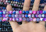 CAA1709 15 inches 8mm faceted round fire crackle agate beads