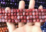 CAA1710 15 inches 8mm faceted round fire crackle agate beads