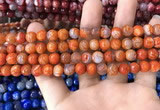 CAA1711 15 inches 8mm faceted round fire crackle agate beads