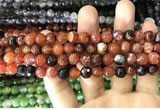 CAA1713 15 inches 8mm faceted round fire crackle agate beads