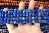 CAA1718 15 inches 8mm faceted round fire crackle agate beads