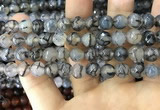 CAA1725 15 inches 10mm faceted round fire crackle agate beads