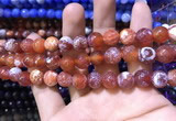 CAA1733 15 inches 10mm faceted round fire crackle agate beads