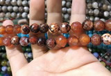 CAA1734 15 inches 10mm faceted round fire crackle agate beads