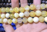 CAA1748 15 inches 12mm faceted round fire crackle agate beads