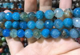 CAA1749 15 inches 12mm faceted round fire crackle agate beads