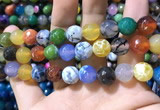 CAA1751 15 inches 12mm faceted round fire crackle agate beads