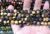 CAA1761 15 inches 8mm faceted round fire crackle agate beads