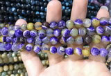 CAA1768 15 inches 8mm faceted round fire crackle agate beads