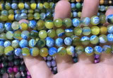 CAA1769 15 inches 8mm faceted round fire crackle agate beads