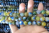 CAA1782 15 inches 10mm faceted round fire crackle agate beads