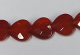 CAA180 15.5 inches 14*14mm faceted heart red agate gemstone beads