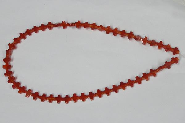 CAA181 15.5 inches 8*8mm cross red agate gemstone beads