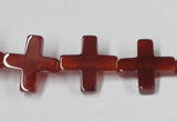 CAA182 15.5 inches 16*16mm cross red agate gemstone beads