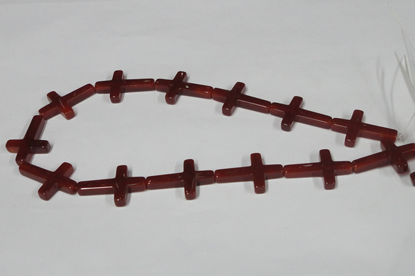 CAA183 15.5 inches 20*30mm cross red agate gemstone beads