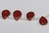 CAA185 Top-drilled 9*13mm flat teardrop red agate gemstone beads