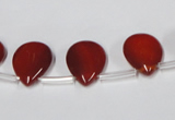 CAA186 Top-drilled 12*16mm flat teardrop red agate gemstone beads