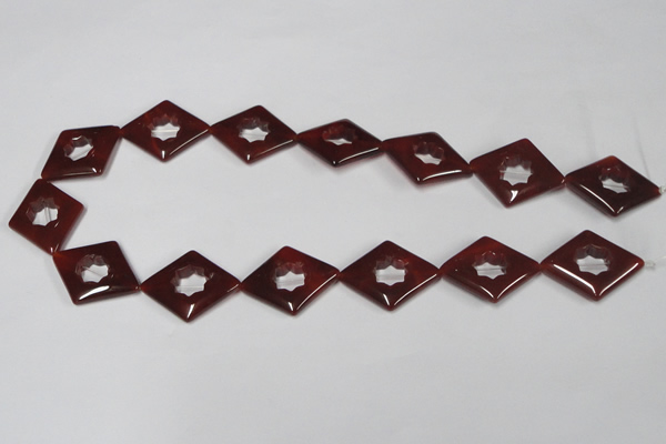 CAA189 15.5 inches 22*28mm diamond red agate gemstone beads