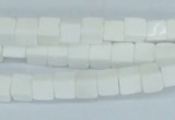 CAA19 15.5 inches 6*6mm cube white agate gemstone beads wholesale