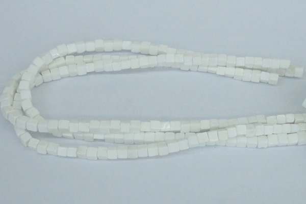 CAA19 15.5 inches 6*6mm cube white agate gemstone beads wholesale