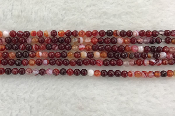 CAA1920 15.5 inches 4mm round banded agate gemstone beads