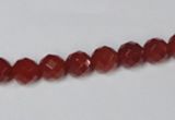 CAA200 15.5 inches 6mm faceted round red agate gemstone beads