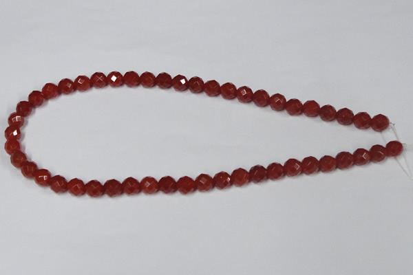 CAA200 15.5 inches 6mm faceted round red agate gemstone beads