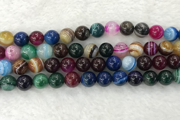 CAA2034 15.5 inches 12mm round banded agate gemstone beads