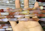 CAA2065 15.5 inches 10*30mm teardrop agate beads wholesale