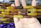 CAA2067 15.5 inches 10*30mm teardrop agate beads wholesale