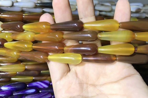 CAA2067 15.5 inches 10*30mm teardrop agate beads wholesale