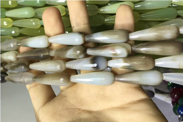 CAA2092 15.5 inches 10*30mm faceted teardrop agate beads