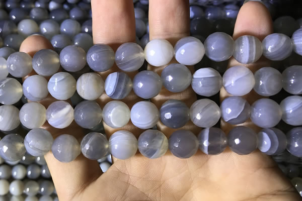 CAA2195 15.5 inches 14mm faceted round banded agate beads