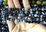 CAA2197 15.5 inches 4mm faceted round banded agate beads