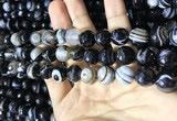 CAA2201 15.5 inches 12mm faceted round banded agate beads