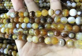 CAA2206 15.5 inches 8mm faceted round banded agate beads