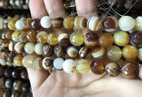 CAA2207 15.5 inches 10mm faceted round banded agate beads