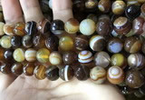 CAA2208 15.5 inches 12mm faceted round banded agate beads