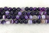 CAA2215 15.5 inches 12mm faceted round banded agate beads