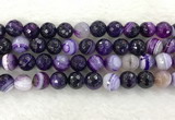 CAA2216 15.5 inches 14mm faceted round banded agate beads