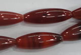 CAA222 15.5 inches 10*30mm rice red agate gemstone beads