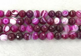 CAA2222 15.5 inches 12mm faceted round banded agate beads