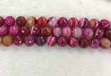 CAA2223 15.5 inches 14mm faceted round banded agate beads