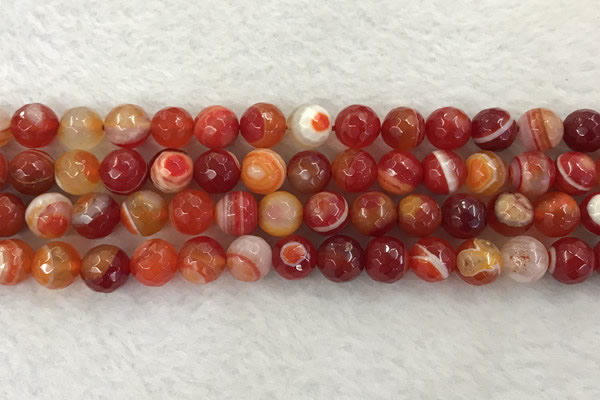 CAA2228 15.5 inches 10mm faceted round banded agate beads