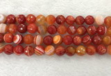 CAA2230 15.5 inches 14mm faceted round banded agate beads