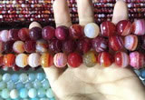 CAA2237 15.5 inches 14mm faceted round banded agate beads