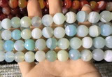 CAA2244 15.5 inches 14mm faceted round banded agate beads