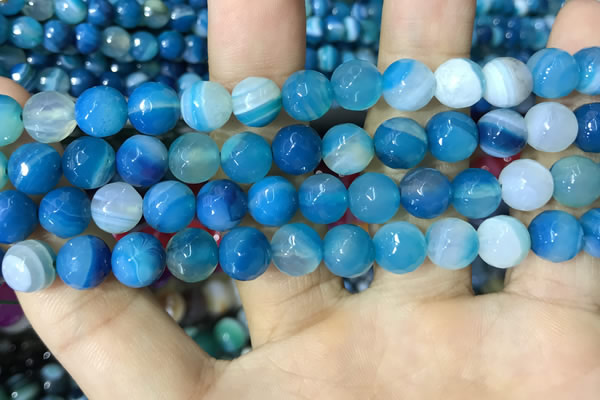 CAA2253 15.5 inches 12mm faceted round banded agate beads