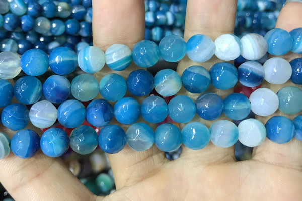 CAA2254 15.5 inches 14mm faceted round banded agate beads