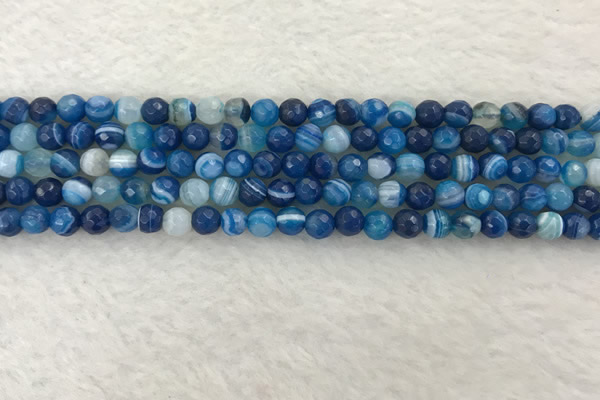 CAA2256 15.5 inches 4mm faceted round banded agate beads